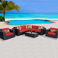 Exclusive Ocean View Red Spice 8 Piece Outdoor Wicker Patio Furniture Set