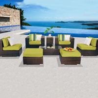 Contemporary Ocean View Peridot 8 Piece Outdoor Wicker Patio Furniture Set
