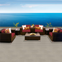 Grand Ocean View Henna Spice 8 Piece Outdoor Wicker Patio Furniture Set