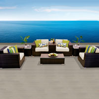Grand Ocean View Ivory 8 Piece Outdoor Wicker Patio Furniture Set
