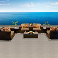 Grand Ocean View Taupe 8 Piece Outdoor Wicker Patio Furniture Set