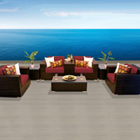 Elegant Ocean View Henna Spice 8 Piece Outdoor Wicker Patio Furniture Set