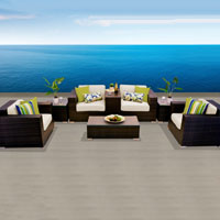Elegant Ocean View Ivory 8 Piece Outdoor Wicker Patio Furniture Set