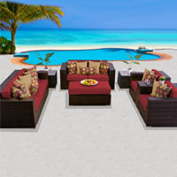 Elite Ocean View Henna Spice 8 Piece Outdoor Wicker Patio Furniture Set