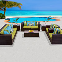 Elite Ocean View Peridot  8 Piece Outdoor Wicker Patio Furniture Set