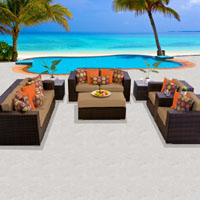 Elite Ocean View Taupe 8 Piece Outdoor Wicker Patio Furniture Set