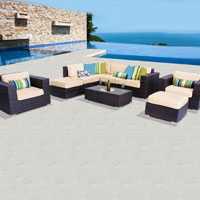 Deluxe Ocean View Ivory 9 Piece Outdoor Wicker Patio Furniture Set