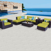 Deluxe Ocean View Peridot 9 Piece Outdoor Wicker Patio Furniture Set