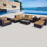 Deluxe Ocean View Taupe 9 Piece Outdoor Wicker Patio Furniture Set
