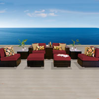Modern Ocean View Henna Spice 9 Piece Outdoor Wicker Patio Furniture Set