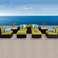 Modern Ocean View Peridot 9 Piece Outdoor Wicker Patio Furniture Set