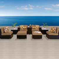 Modern Ocean View Taupe 9 Piece Outdoor Wicker Patio Furniture Set
