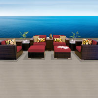 Elegant Ocean View Henna Spice 9 Piece Outdoor Wicker Patio Furniture Set