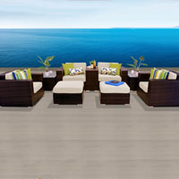 Elegant Ocean View Ivory  9 Piece Outdoor Wicker Patio Furniture Set