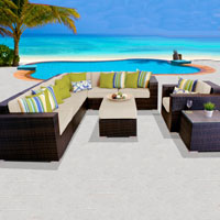 Elite Ocean View Ivory 9 Piece Outdoor Wicker Patio Furniture Set