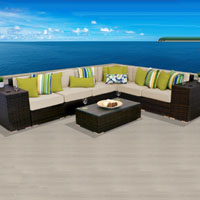 Grand Ocean View Ivory 9 Piece Outdoor Wicker Patio Furniture Set