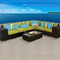 Grand Ocean View Peridot 9 Piece Outdoor Wicker Patio Furniture Set