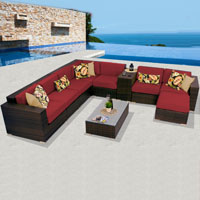 Deluxe Ocean View Henna Spice 10 Piece Outdoor Wicker Patio Furniture Set