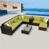 Deluxe Ocean View Peridot 10 Piece Outdoor Wicker Patio Furniture Set
