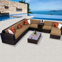 Deluxe Ocean View Taupe 10 Piece Outdoor Wicker Patio Furniture Set