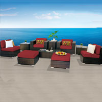 Elegant Ocean View Henna Spice 10 Piece Outdoor Wicker Patio Furniture Set