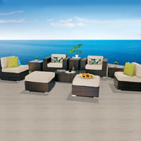 Elegant Ocean View Ivory 10 Piece Outdoor Wicker Patio Furniture Set