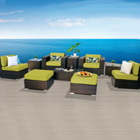 Elegant Ocean View Peridot 10 Piece Outdoor Wicker Patio Furniture Set