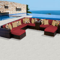 Contemporary Ocean View Henna Spice 10 Piece Outdoor Wicker Patio Furniture Set