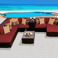 Grand Ocean View Henna Spice 10 Piece Outdoor Wicker Patio Furniture Set