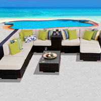 Grand Ocean View Ivory 10 Piece Outdoor Wicker Patio Furniture Set