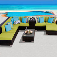 Grand Ocean View Peridot 10 Piece Outdoor Wicker Patio Furniture Set