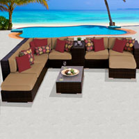 Grand Ocean View Taupe 10 Piece Outdoor Wicker Patio Furniture Set