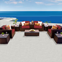 Exclusive Ocean View Henna Spice 10 Piece Outdoor Wicker Patio Furniture Set