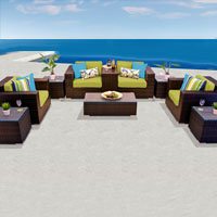 Exclusive Ocean View Peridot 10 Piece Outdoor Wicker Patio Furniture Set