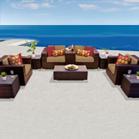 Exclusive Ocean View Taupe 10 Piece Outdoor Wicker Patio Furniture Set