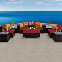 Modern Ocean View Henna Spice 10 Piece Outdoor Wicker Patio Furniture Set