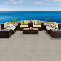 Modern Ocean View Ivory 10 Piece Outdoor Wicker Patio Furniture Set