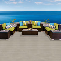 Modern Ocean View Peridot 10 Piece Outdoor Wicker Patio Furniture Set