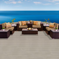 Modern Ocean View Taupe 10 Piece Outdoor Wicker Patio Furniture Set