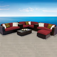 Contemporary Ocean View Henna Spice 11 Piece Outdoor Wicker Patio Furniture Set