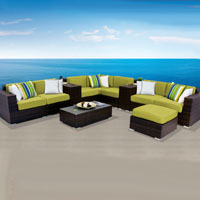 Contemporary Ocean View Peridot 11 Piece Outdoor Wicker Patio Furniture Set