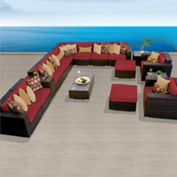 Ocean View Henna Spice 17 Piece Outdoor Wicker Patio Furniture Set