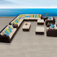 Ocean View Ivory 17 Piece Outdoor Wicker Patio Furniture Set