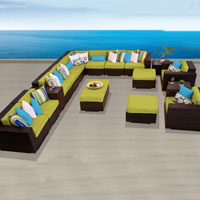 Ocean View Peridot 17 Piece Outdoor Wicker Patio Furniture Set