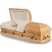 Solid Wood Casket With Natural Pine Finish