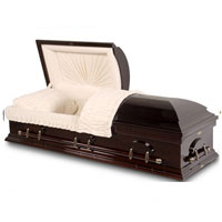 Solid Wood Casket With Dark High Gloss Finish