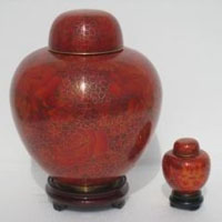 Crimson Heart Cloisonne Urn