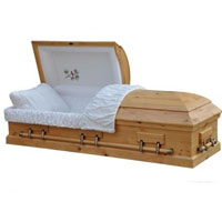 Solid Wood Casket With Natural Finish