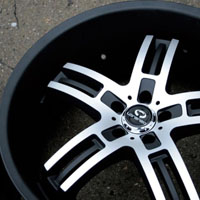 22" x 9.0" / 22" x 10.5" Matte Black w/ Machined Face Automotive Rims 22" Wheels - Set of Four