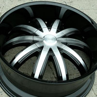 22 x 8.5 Inch Glossy Black w/ Machined Face Automotive Rims 22" Wheels - Set of 4